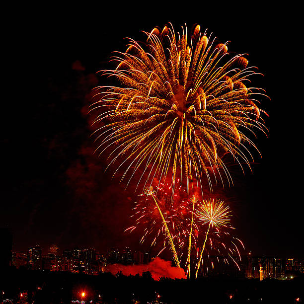 istock Celebratory colorful bright firework in a night sky 498426348