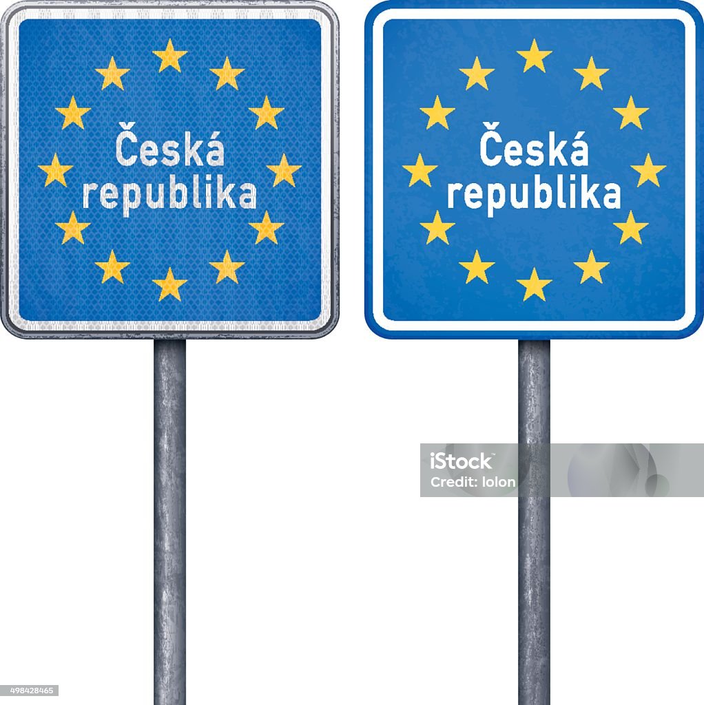 チェコ border road のサインにヨーロッパの国旗 - チェコ共和国のロイヤリティフリーベクトルアート
