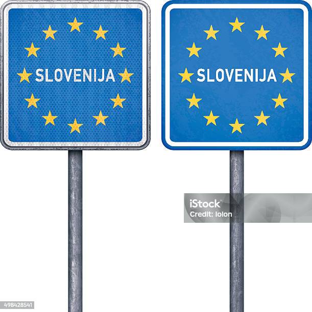 Słoweński Krawędzi Znak Drogowy Z Flagi Europejskiej - Stockowe grafiki wektorowe i więcej obrazów Autorytet