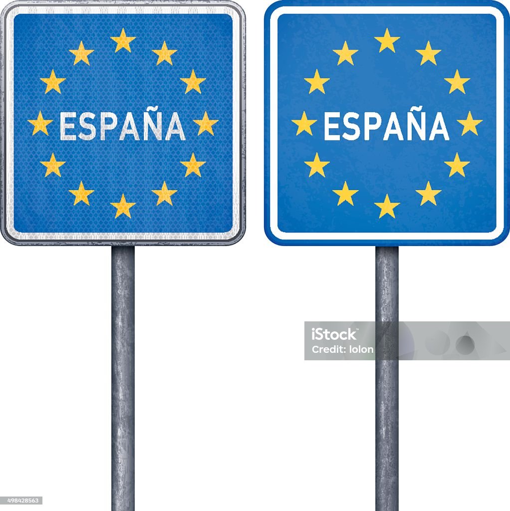 Spanische border road sign mit EU-Flagge - Lizenzfrei Auslieferung Vektorgrafik