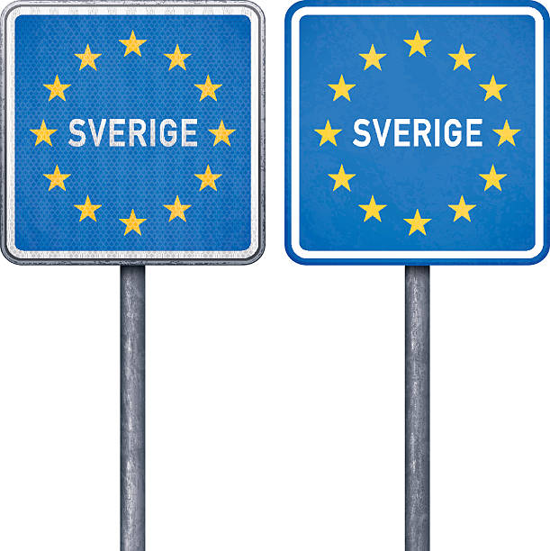 스웨덴 국경 로드쇼의 팻말 유럽 플랙 - passport sweden customs europe stock illustrations