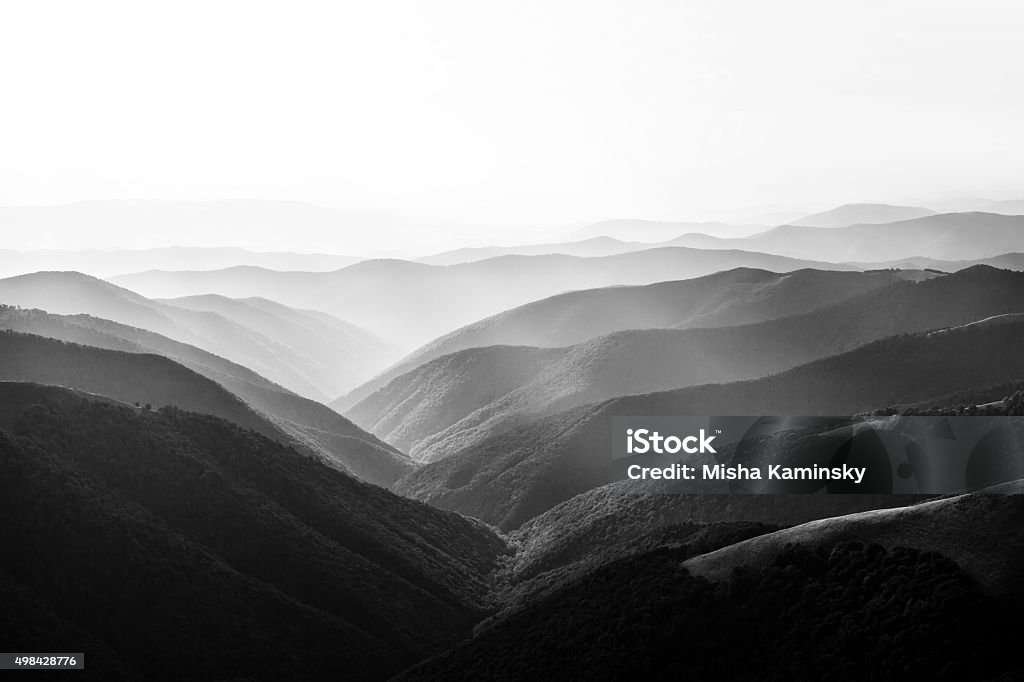 Mountain landscape Mountain landscape in Carpathian Mountains Black And White Stock Photo