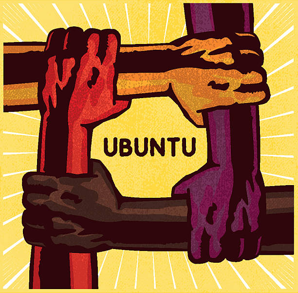 ilustraciones, imágenes clip art, dibujos animados e iconos de stock de ubuntu, brazos de retención de los otros, trabajo en equipo, la cooperación y la amistad, solidaridad medio - humanism