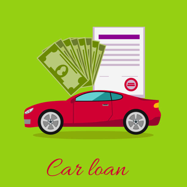 автомобиль кредиту, одобренному концепция - car loan finance symbol stock illustrations