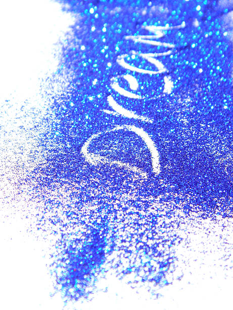 istock Blurry inscription Dream on dark blue glitter sparkle on white 498430244