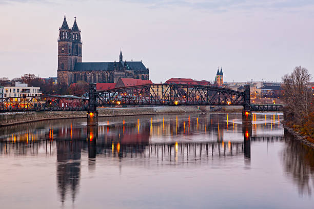istock Magdeburg cathedral and lift bridge 498430430