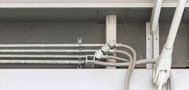 istock Metal pipes for industry background. 498433580