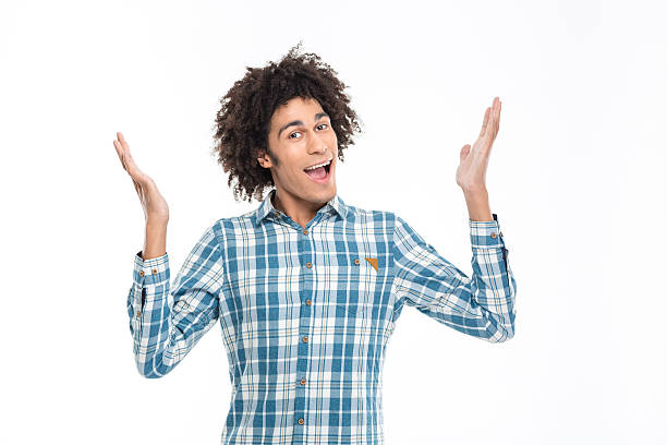 istock Cheerful afro american man with curly hair 498436432