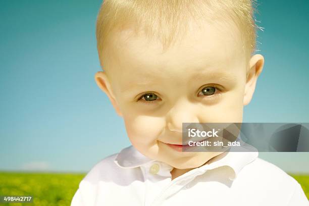 Little Happy Boy Child In Summer Picnic Stock Photo - Download Image Now - Blowing, Blue, Boys