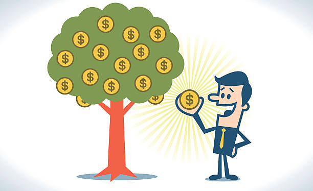 ilustraciones, imágenes clip art, dibujos animados e iconos de stock de árbol de dinero - money doesnt grow on trees money tree wealth paper currency