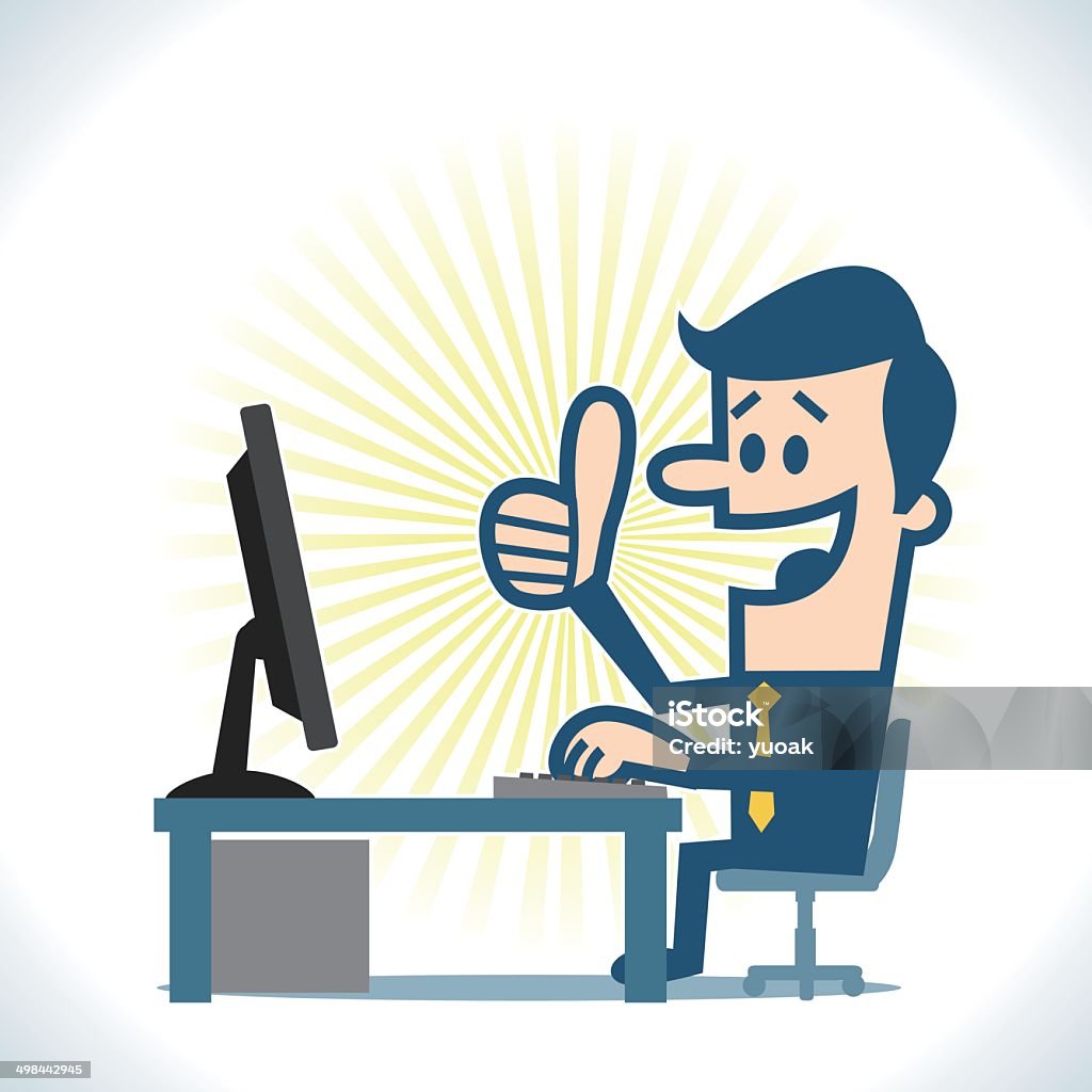 Man Using A Computer Stock Illustration - Download Image Now - OK Sign ...
