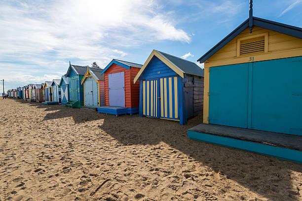 istock Beautiful Bathing houses on white sandy beach at Brighton beach 498444363