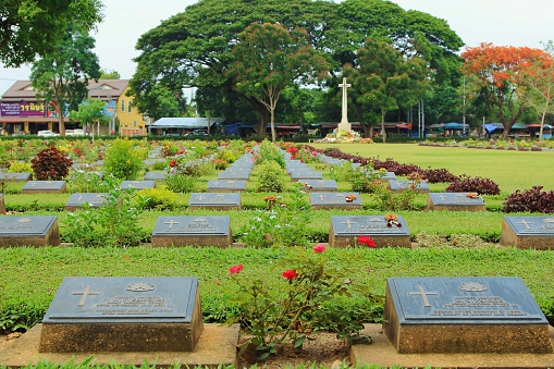 KANCHANABURI, THAILAND - MAY 6th,2014 :cemetery in Kanchanaburi, cemetery from World war 2,Allied military cemetery World war 2 