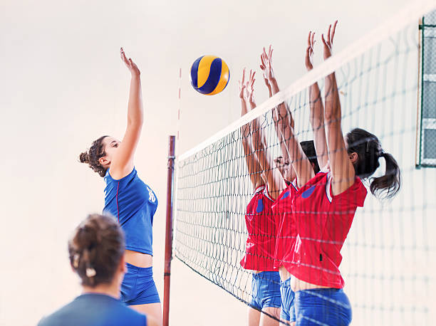 istock Female volleyball team in action. 498446927