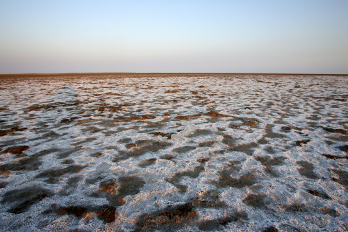Lake Eyre in South Australia. The Salt Lake is the lowest point in Australia, approximately 15 meters below sea level.