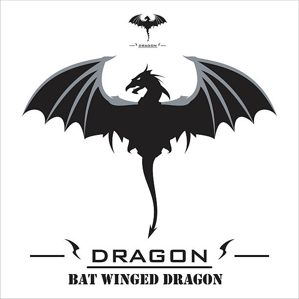 Bat Winged Dragon com a cauda de chantili - ilustração de arte em vetor