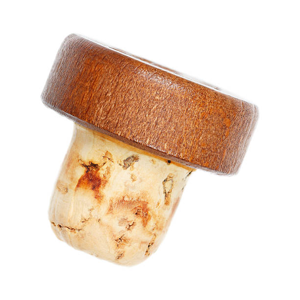 un stopper in legno, isolato su bianco - champagne cork isolated single object foto e immagini stock