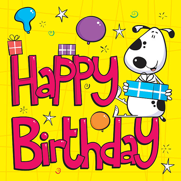 ilustrações de stock, clip art, desenhos animados e ícones de cão feliz aniversário cartão - birthday card dog birthday animal