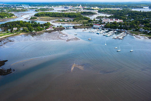 Harbor Aerial Aerial of Portsmouth Harbor portsmouth nh stock pictures, royalty-free photos & images