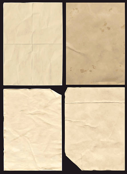 Four Crumpled Paper Texture Four Crumpled Vector hi detail Paper Textures treasure map texture stock illustrations