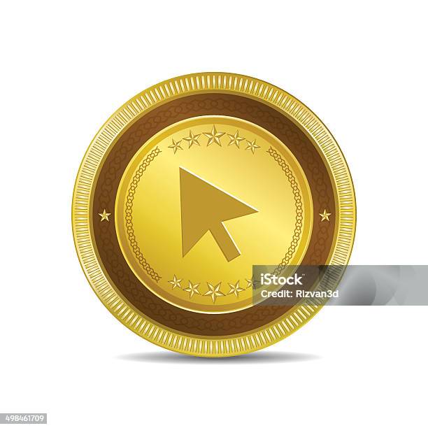 Click Circular Vector Gold Web Icon Button Stock Illustration - Download Image Now - Arrow Symbol, Circle, Coin