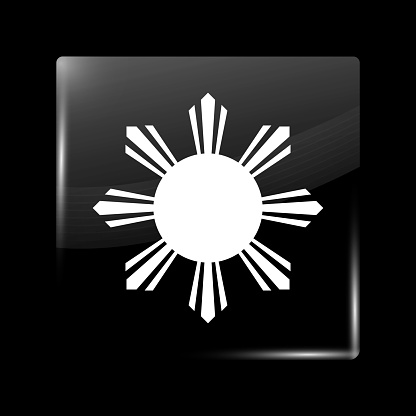 Philippines Variant Flag. Glassy Icon Square Shape. This is File from the Collection Flags of Asia