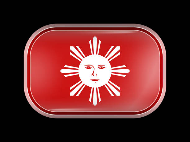 philippinen variante flagge. rechteckige form mit abgerundeten ecken - philippines map manila asia stock-grafiken, -clipart, -cartoons und -symbole