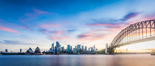 sonnenuntergang in sydney 71 mp - sydney harbor fotos stock-fotos und bilder