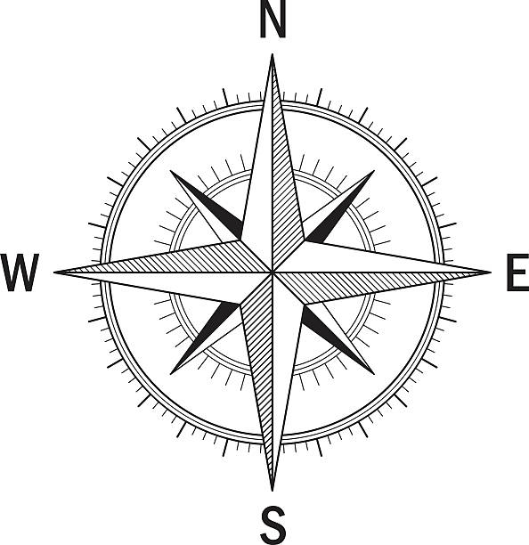 illustrations, cliparts, dessins animés et icônes de compas simple 1 et 2 - drawing compass compass rose direction sea