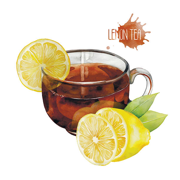 水彩のティーカップ、レモン - 紅茶点のイラスト素材／クリップアート素材／マンガ素材／アイコン素材