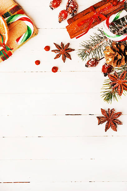 istock Christmas background with festive decorations and gift 498463936