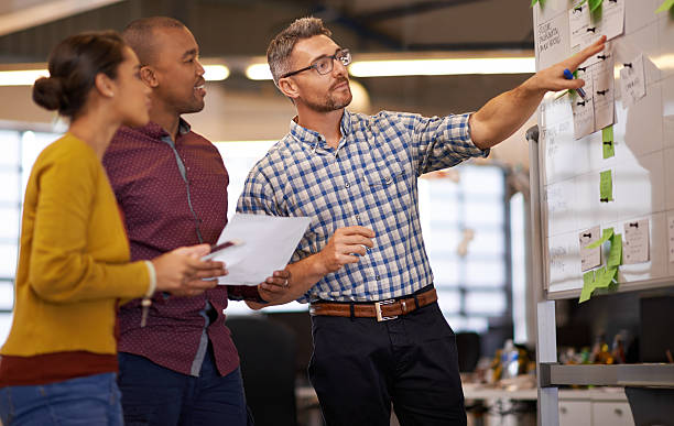 istock Generating new ideas at the brainstorm wall 498464106