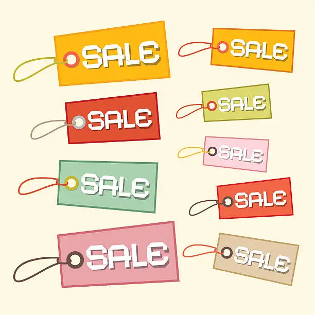 Vector illustration of Paper Sale Tags, Labels Set