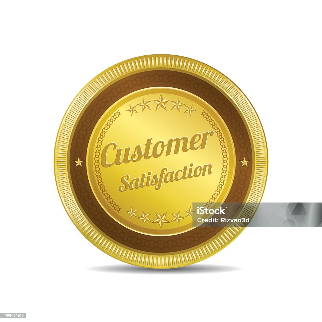 Kundenzufriedenheit Gold Vektor-Symbol - Lizenzfrei Abzeichen Vektorgrafik