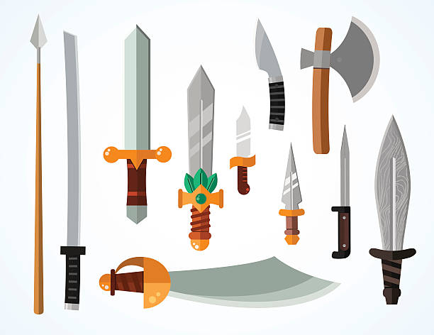 illustrations, cliparts, dessins animés et icônes de knifes arme collection de vecteurs - weapon dagger hunting hunter