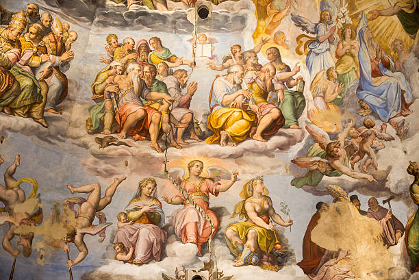 Ceiling painting Giotto's bell tower. Florence Ceiling painting Giotto's bell tower. Florence. Italy fresco stock pictures, royalty-free photos & images