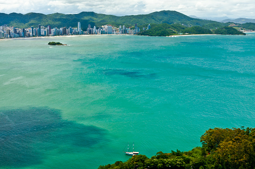 View of the top of Balneario Camburiu on the coast of Santa Catarina, southern Brazil