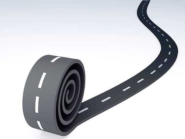 istock Abstract asphalt winding road on isolated white 498475521