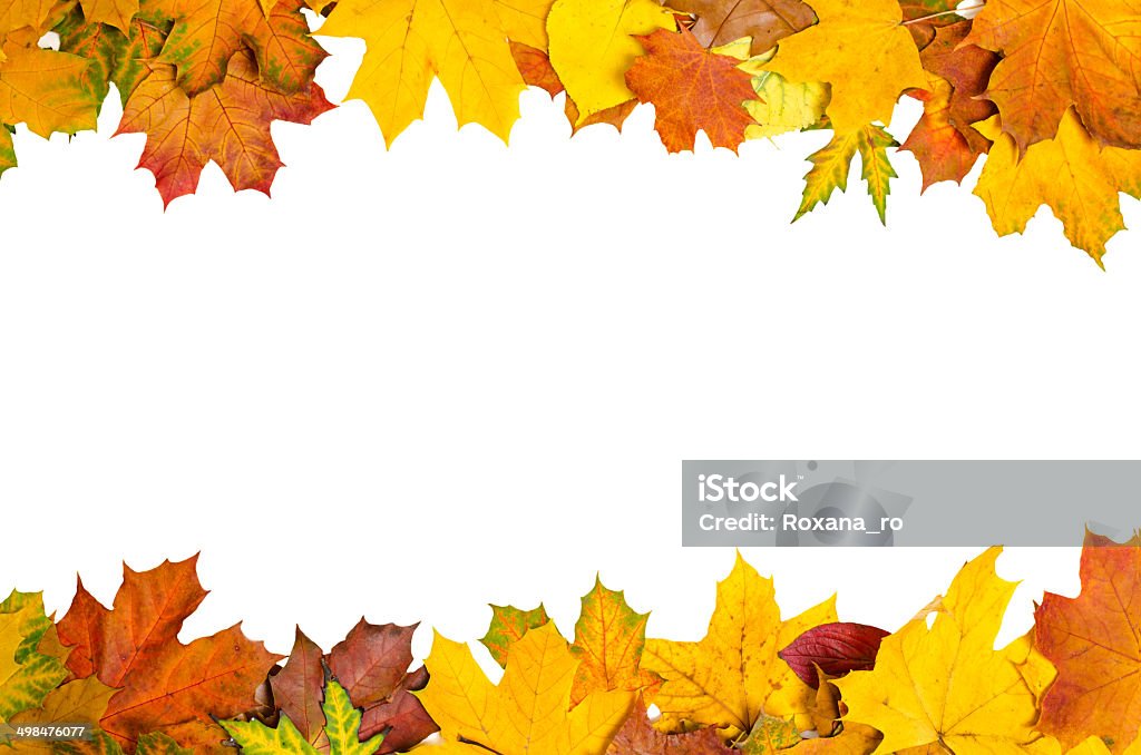 Autumn leaves frame Frame from vivid colorful autumn leaves, natural seasonal background Autumn Stock Photo