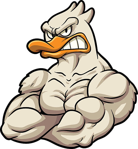Strong duck mascot vector art illustration