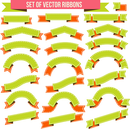 Big Ribbons Back Big Ribbons Set Isolated On White Background Stock Illustration ...