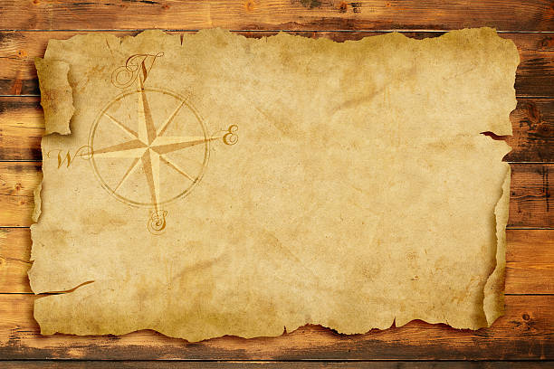 antica mappa nautica - parchment vellum paper textured foto e immagini stock