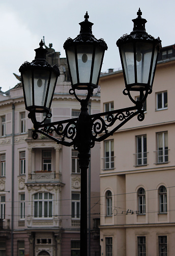 Old part of Sarajevo and Vintage Street Lamp
