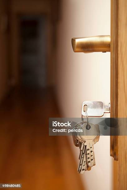 Door Keys And Corridor Stock Photo - Download Image Now - Key Ring, Ajar, Apartment