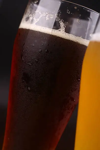 Closeup shot of two glasses of beer