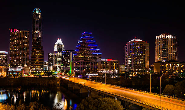 istock Austin Cityscape Evening Skyline with skyscrapers on Congress Avenue 498490211