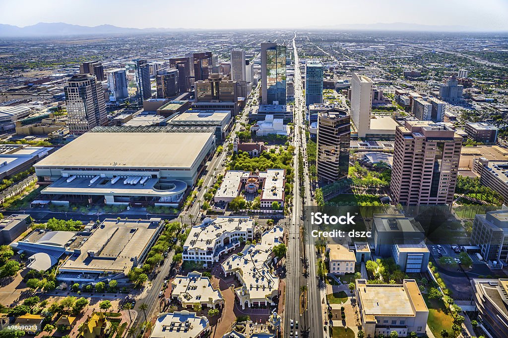 Estação do centro da cidade de Phoenix Arizona Vista da Cidade skyline vista aérea de arranha-céus, ruas - Royalty-free Phoenix - Arizona Foto de stock