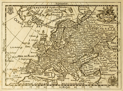 Old map Europe with parallels and meridians. May be dated to the end of XVII sec.