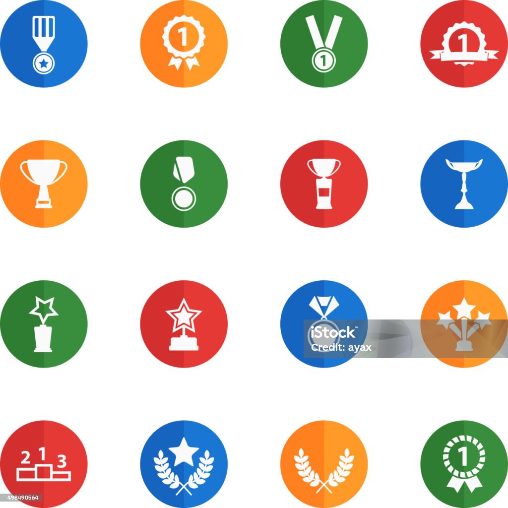 Medallas y tropheys simplemente iconos - arte vectorial de 2015 libre de derechos