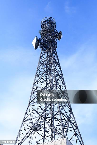 Communication Tower With Radio Antena Stock Photo - Download Image Now - Blue, Clear Sky, Color Image